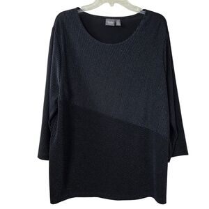 Chico's Sz 3 US XL/16 Travelers Silver‎ Metallic Stripe Pullover Tunic Top